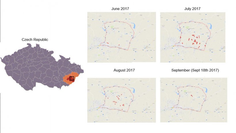 Location and evolution of the ASF outbreaks
