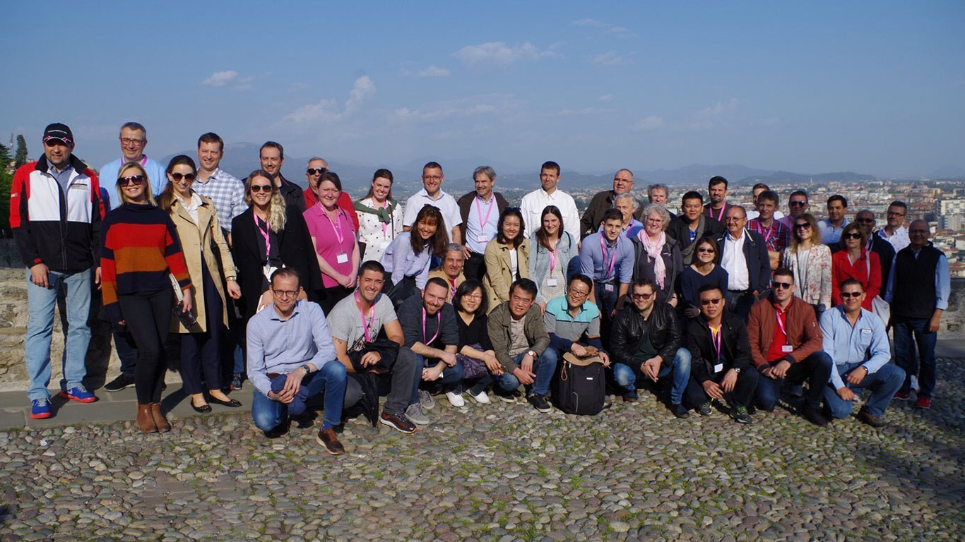 Everyone out and about visiting Bergamo, Italy.