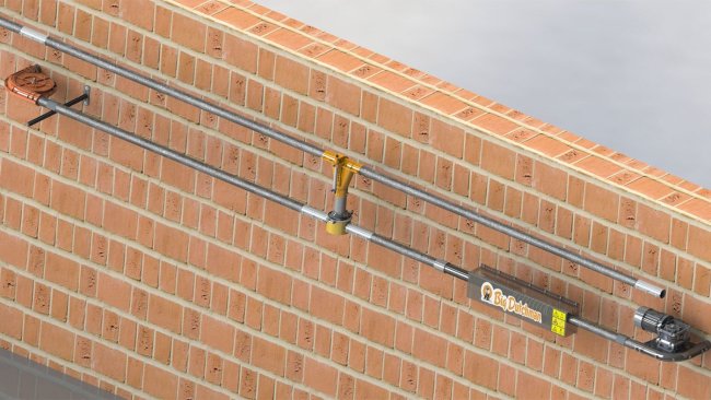 The corner drive station is very compact and is easily installed under cramped conditions.