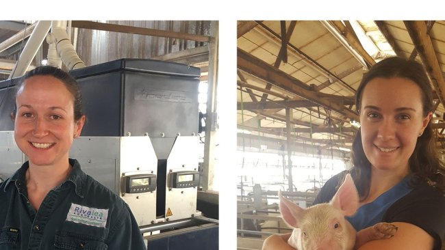 APRIL IPP Jess Craig, Rivalea, New South Wales (left) and APRIL IPP Sofie Pridgeon, Wasleys Piggery, SunPork Farms, South Australia (right).