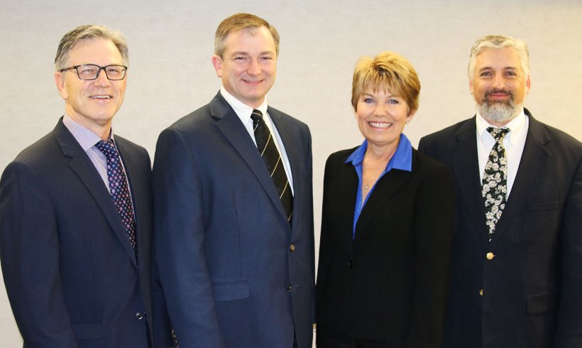 AASV officers (left to right), Dr Nate Winkelman (President), Jeff Harker (President-elect) Dr Mary Battrell (Vice-president) and Dr Scanlon Daniels (Past President)
