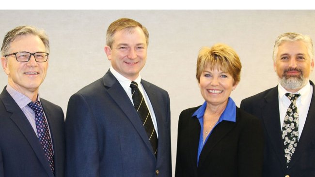 AASV officers (left to right), Dr Nate Winkelman (President), Jeff Harker (President-elect) Dr Mary Battrell (Vice-president) and Dr Scanlon Daniels (Past President)
