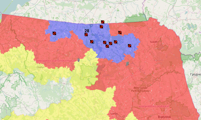 ASF outbreaks in domestic pigs in 2019.
