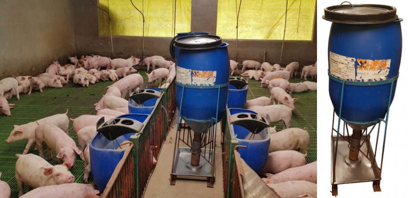 The hand-made feeders the farm uses.
