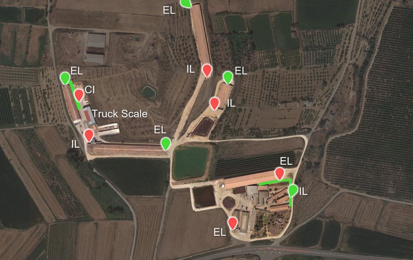 Picture 6. The proposed new load-outs (green pointers) and the two platforms created (also in green). IL: Internal load-out; EL: External load-out.
