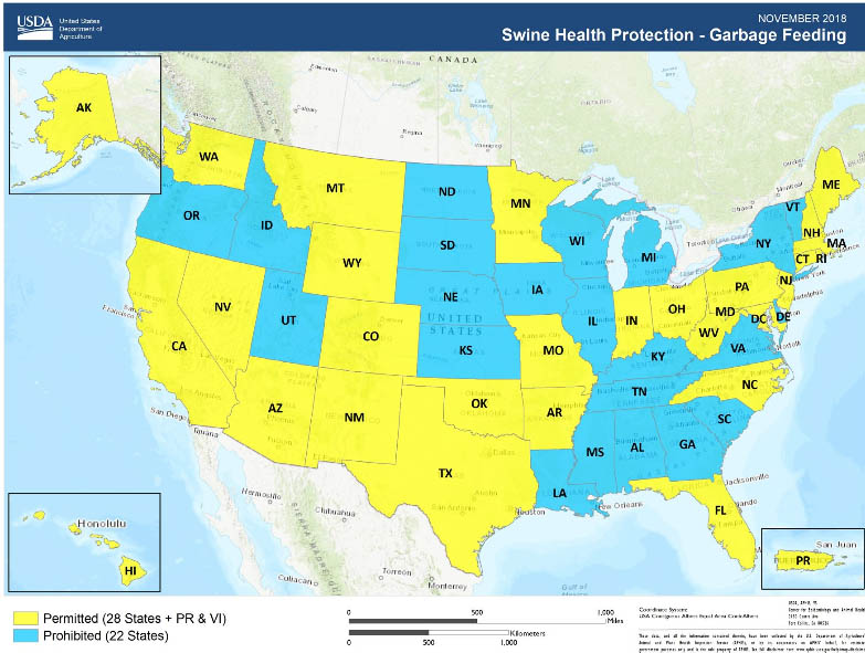 States that allow or not garbage feeding