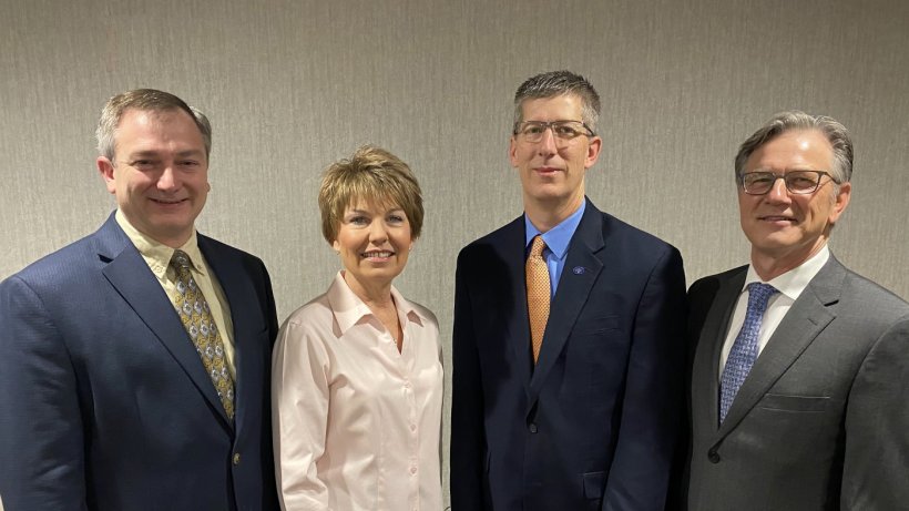 New AASV officers (left to right), Dr Jeff Harker (President), Dr Mary Battrell (President-elect), Dr Mike Senn (Vice-president) and Dr Nate Winkelman (Past President)