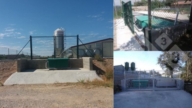 Image 1-3. Examples of farm collection containers with physical barriers to ensure a clear separation between the clean and dirty area. Courtesy of Secanim (Spain)