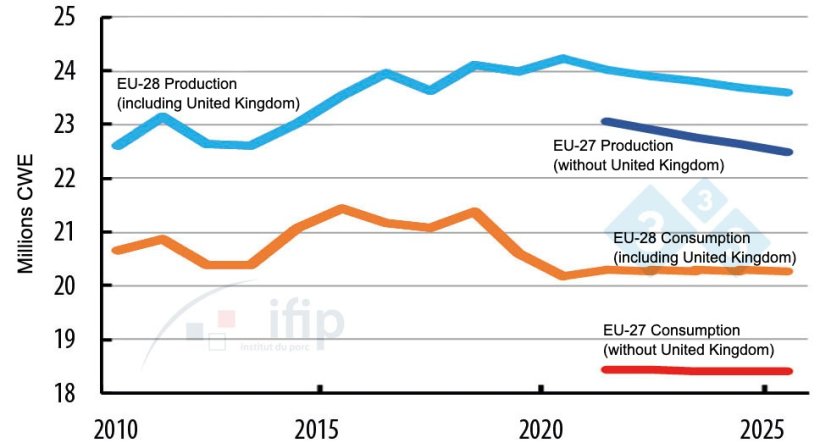 Evolution of production and consumption in the EU.
