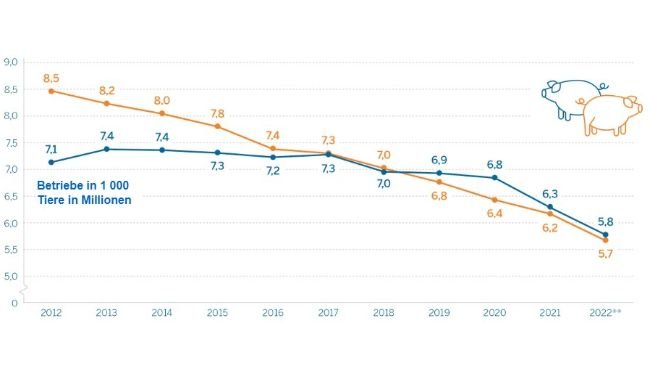 Pig farms* and census in North Rhine-Westphalia as of November 3. Source: IT NRW.
*Farms with at least 50 pigs or at least 10 breeding sows.