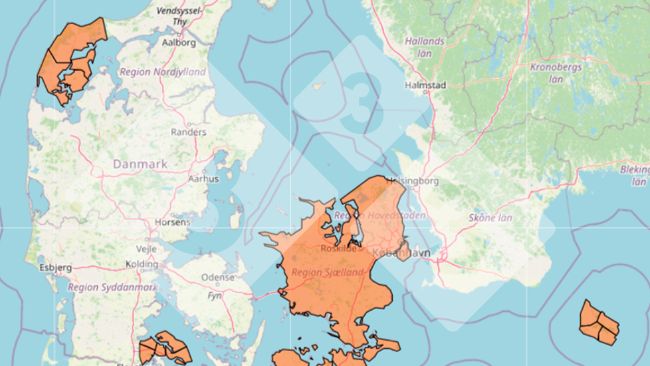 Figure 3. Status on the national reduction strategy in Denmark. Orange color represents established regional eradication programs.

