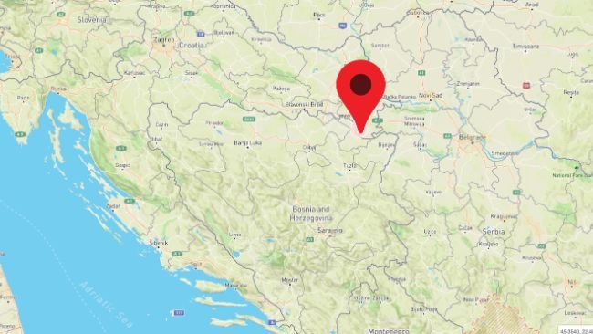 Location of the first two ASF outbreaks in Croatia.