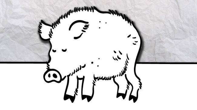 plastic bag clipart black and white pig