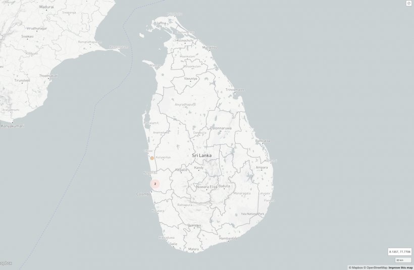 Location of ASF outbreaks in Sri Lanka. Source: WOAH.
