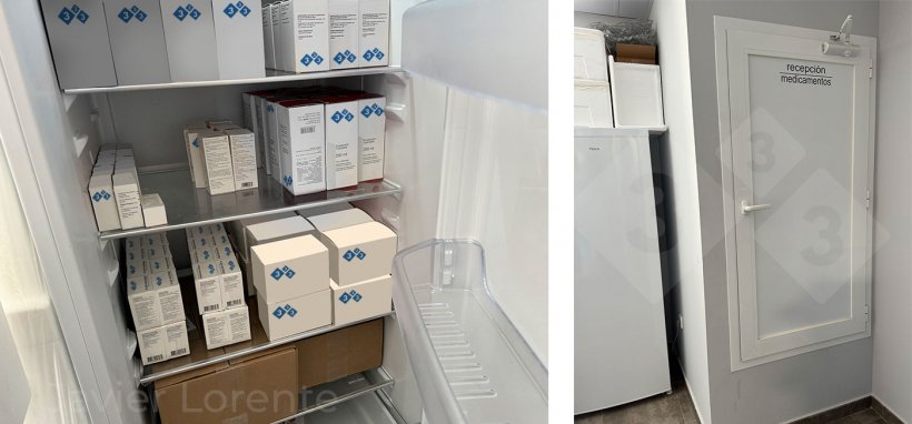 Photo 2. Left: Correct storage of medications. Right: Medication reception facilities ensure that the cold chain is maintained.
