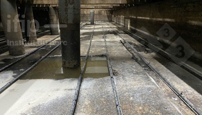 Pit-bottom slurry cooling system under experimental conditions. Source: IFIP.
