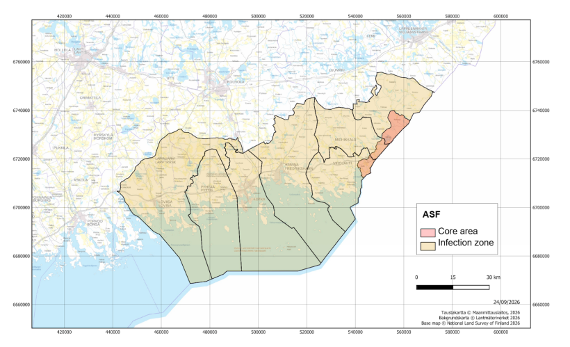 ASF zoning in Finland. Source: Finnish Food Authority.