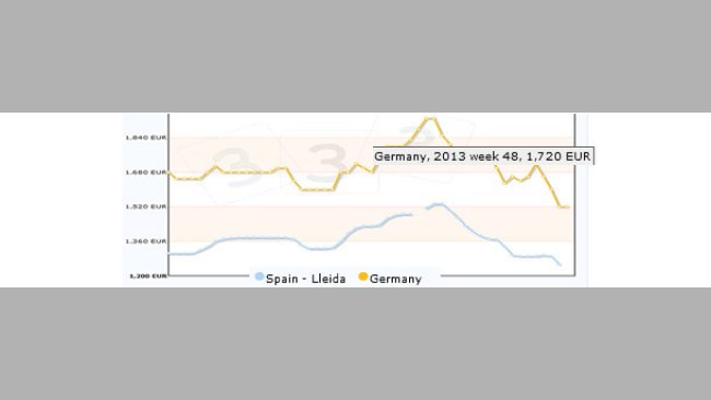 Pig price: Germany and Spain for 2013