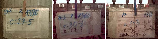 Notes on the card wrapped in a plastic bag