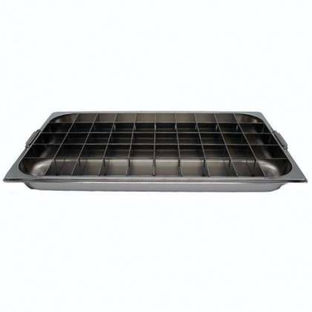 Stainless steel sample tray with 50 compartments