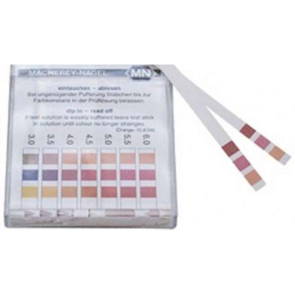 pH indicator bands (0-6)