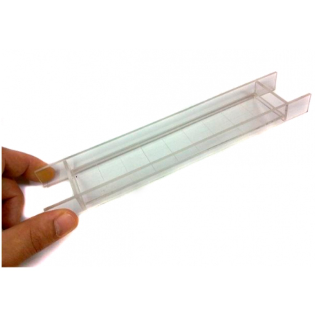 Rectangular tray 180x40 mm in transparent methacrylate