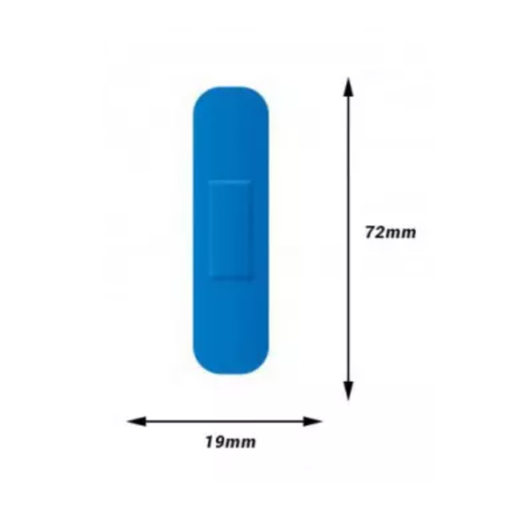 Blue detectable plasters box of 100 units 72 x 19 mm